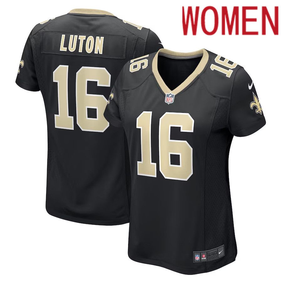 Women New Orleans Saints #16 Jake Luton Nike Black Game Player NFL Jersey->women nfl jersey->Women Jersey